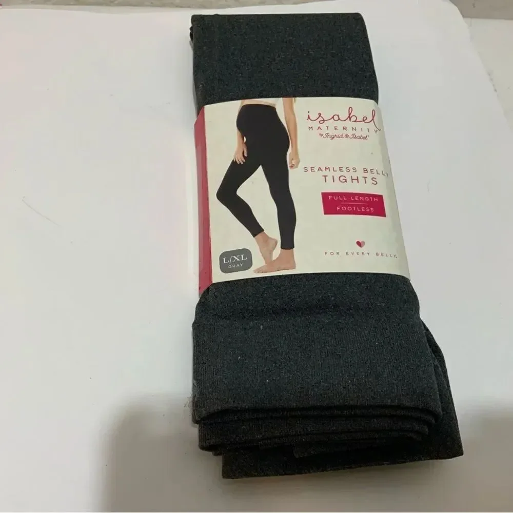 Isabel Maternity Seemless Belly Tights Full Length Footless, X/XL black NWT